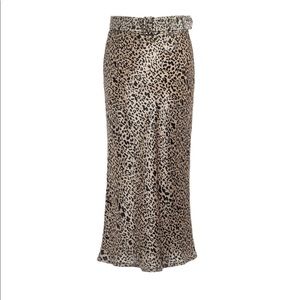 Art Dealer Gwyneth Belted Silk Animal Print Skirt